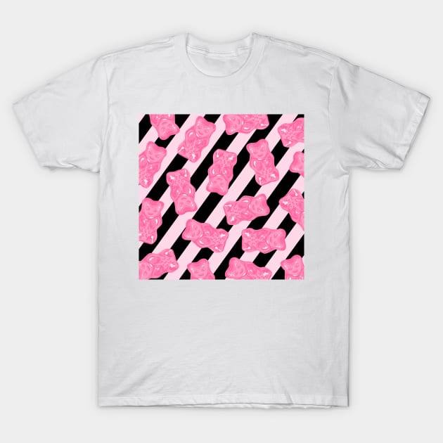 Pink and Black Gummies Pattern Big T-Shirt by XOOXOO